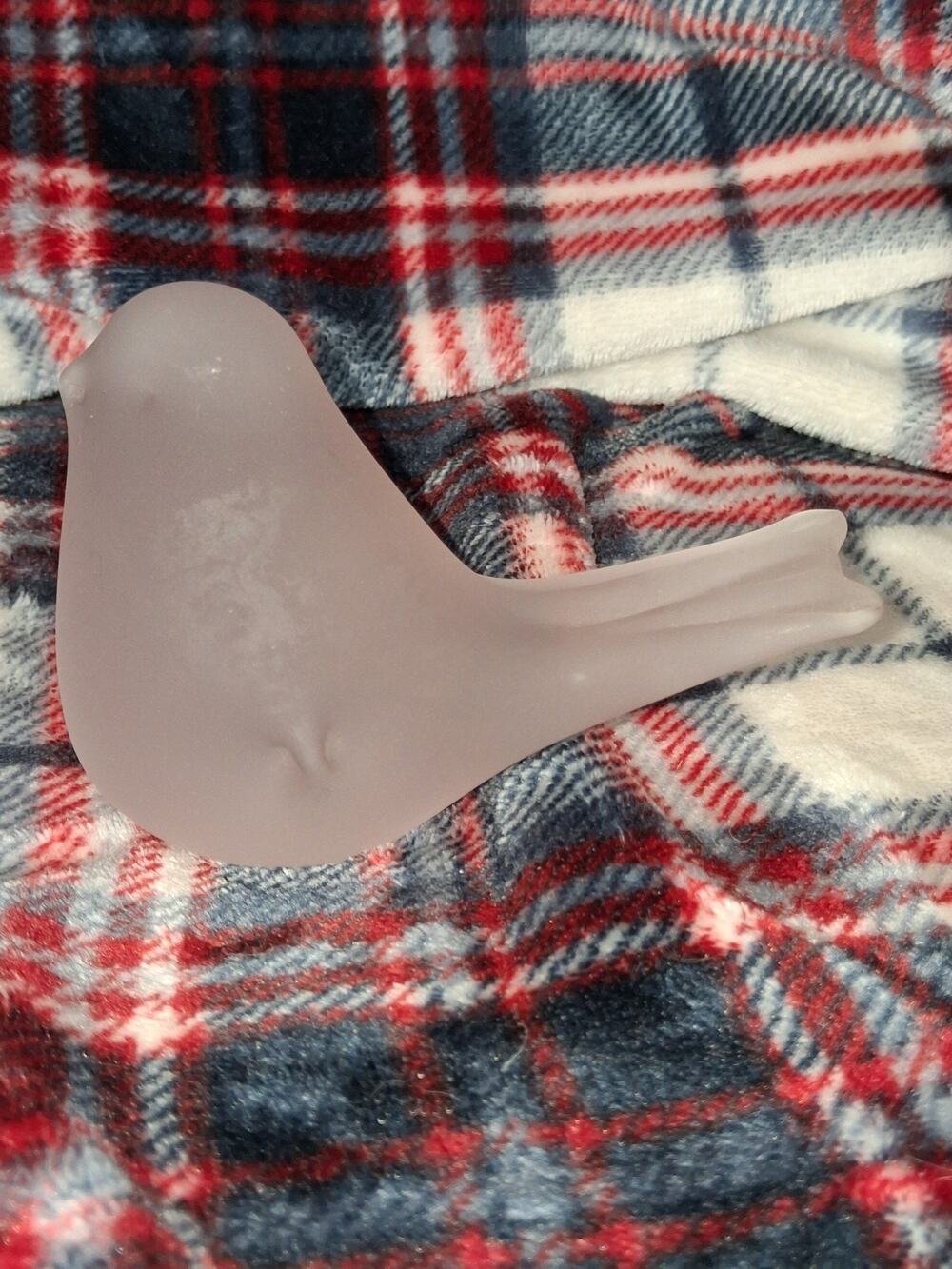 Unmarked Frosted Clear Glass Bird Figurine Sculpture Birds Theme Decor